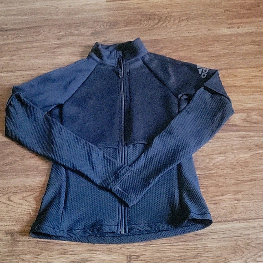 Adidas Climalite Black Zip Jacket Under Arm Mesh Womens XSmall Polyester